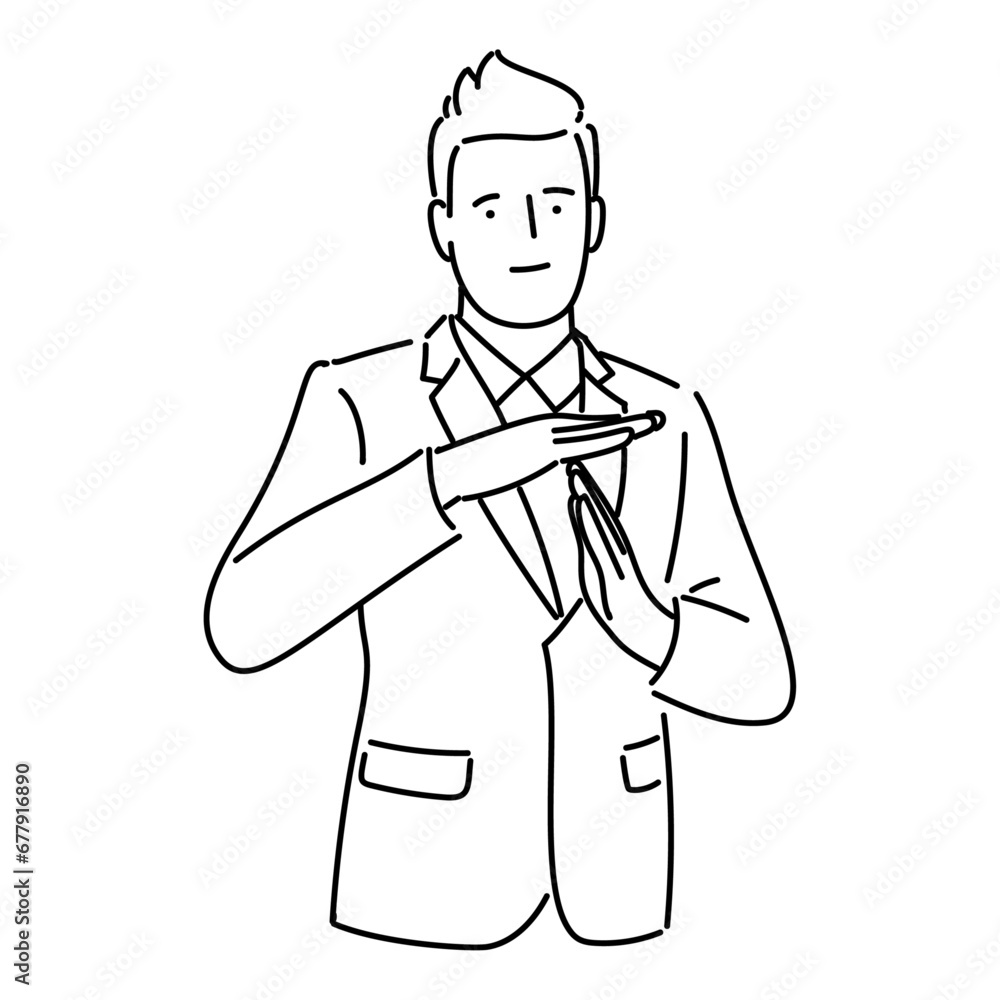 Business man standing in suit line art. Outline illustration of businessman vector icon Business man standing in suit line art. Outline illustration of businessman vector icon