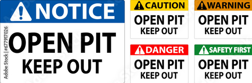Danger Open Pit Sign Open Pit Keep Out