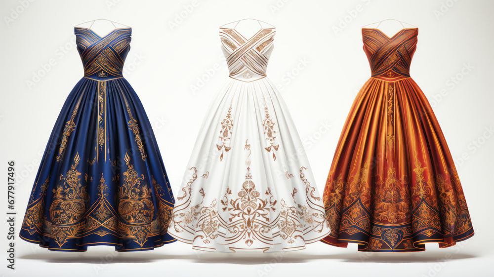 Thai traditional dress patterns on white background Thai traditional dress patterns on white background