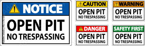 Danger Sign Open Pit - No Trespassing