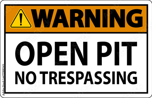 Warning Sign Open Pit - No Trespassing