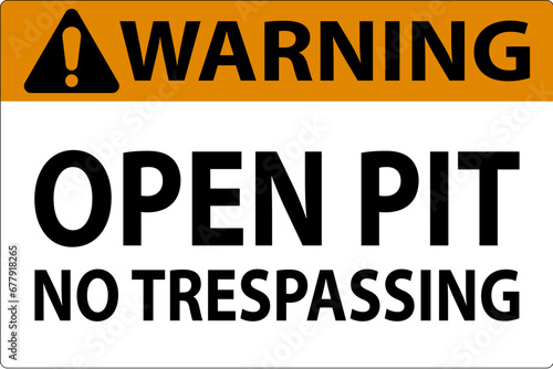 Warning Sign Open Pit - No Trespassing