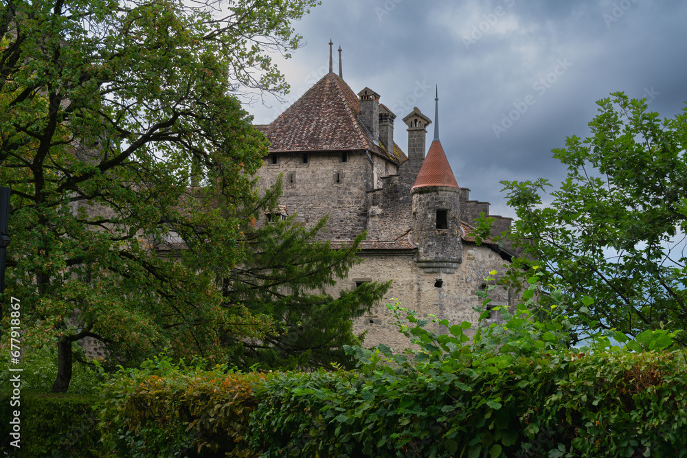 Storm approaching Chillon Castle Montreux Switzerland