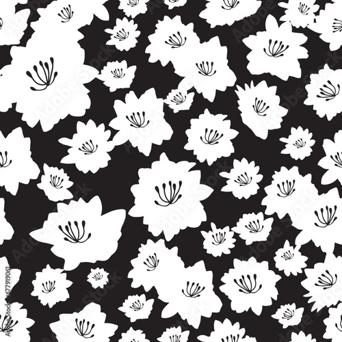 Whimsical Floral Puffs Petals Vector Pattern