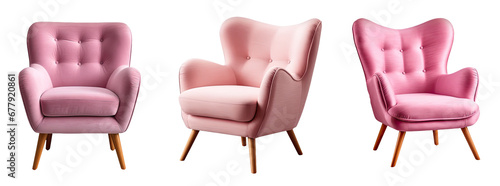 set of pink armchair  photo