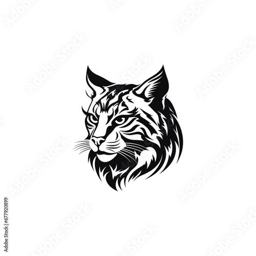 Bobcat Logo Monochrome Design Style. wild lynx logo