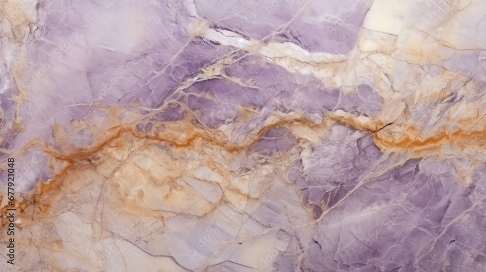 Beige Marble with Amethyst Horizontal Background. Abstract stone texture backdrop. Bright natural material Surface. AI Generated Photorealistic Illustration.