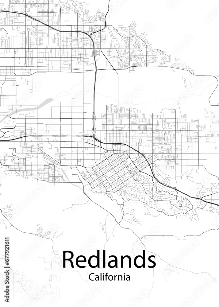 Redlands California minimalist map