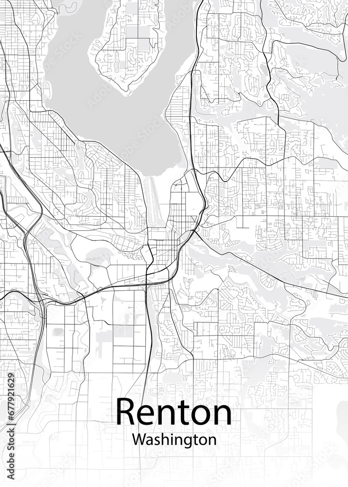 Renton Washington minimalist map