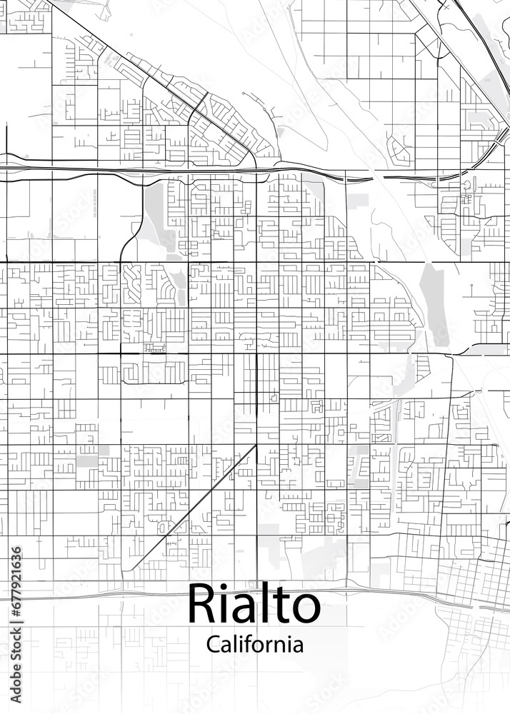 Rialto California minimalist map