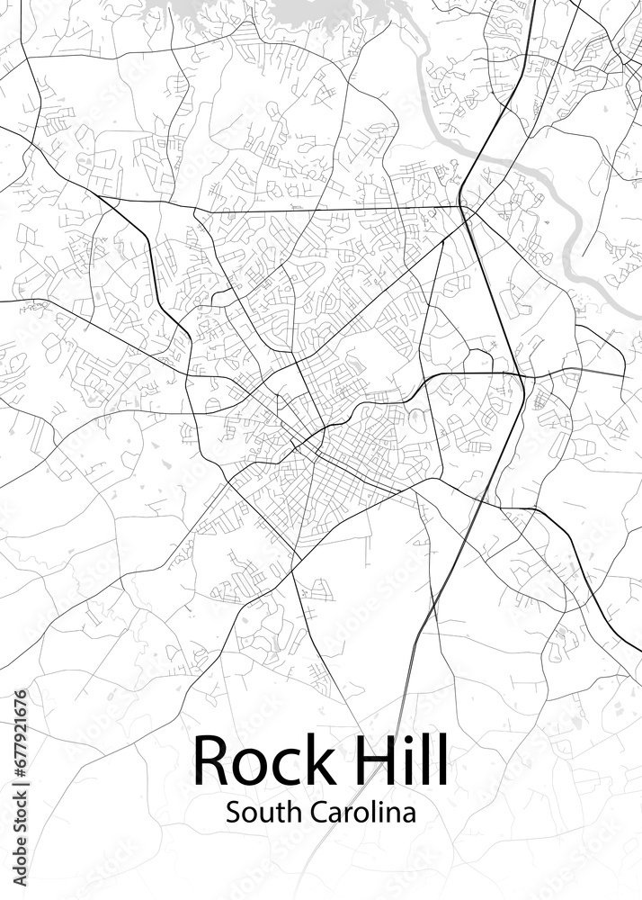 Rock Hill South Carolina minimalist map