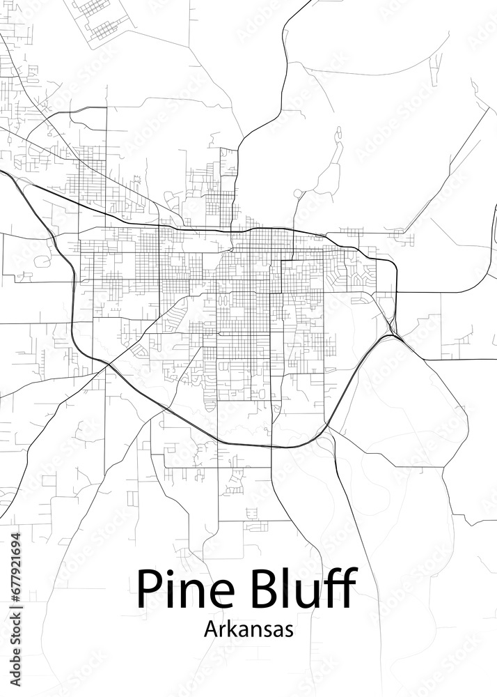 Pine Bluff Arkansas minimalist map