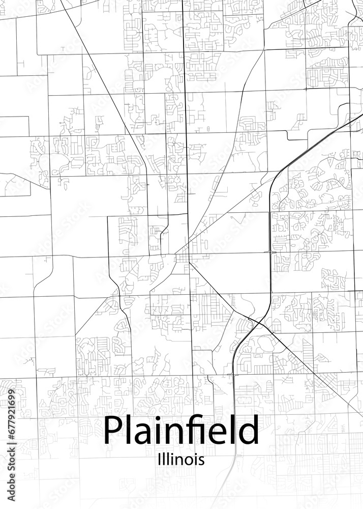 Plainfield Illinois minimalist map