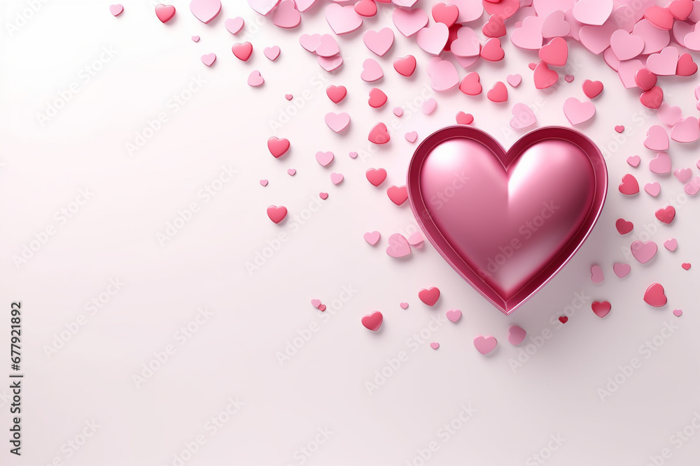 heart box and small hearts, copy space background 