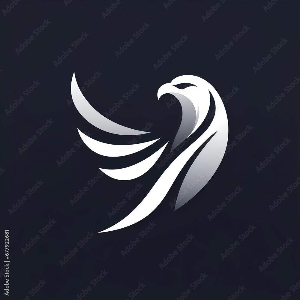 A black and white eagle logo on a dark background, vector art, generative ai A black and white eagle logo on a dark background, vector art, generative ai