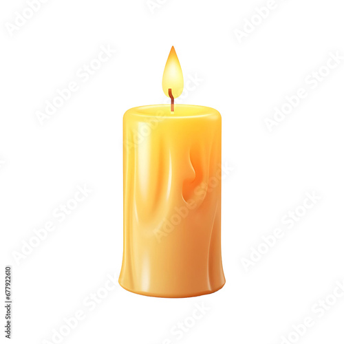 3d Burning Candle isolated on transparent background, AI
