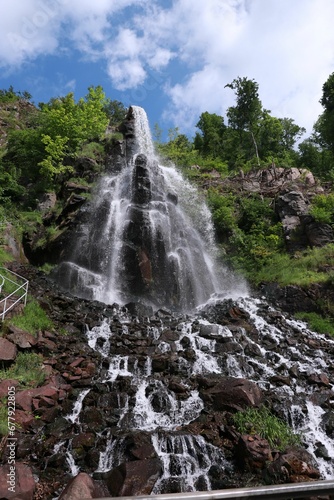 Beautiful view of a wonderful and magnificent waterfall of Trusetal in Germany