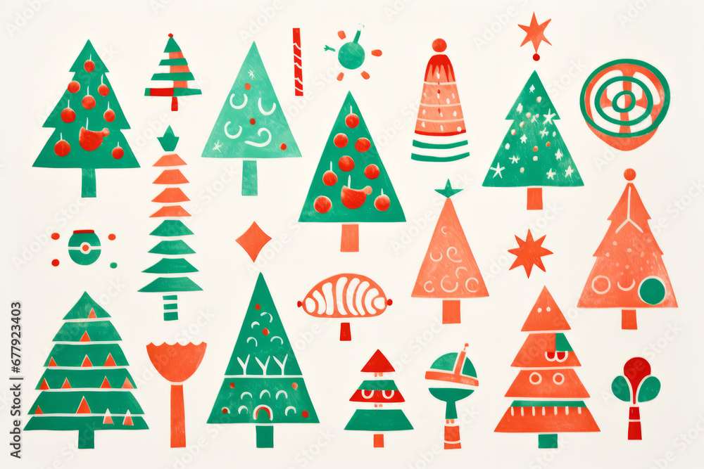 Minimal stylish festive Christmas tree print design Minimal stylish festive Christmas tree print design