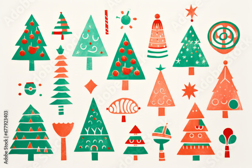 Minimal stylish festive Christmas tree print design