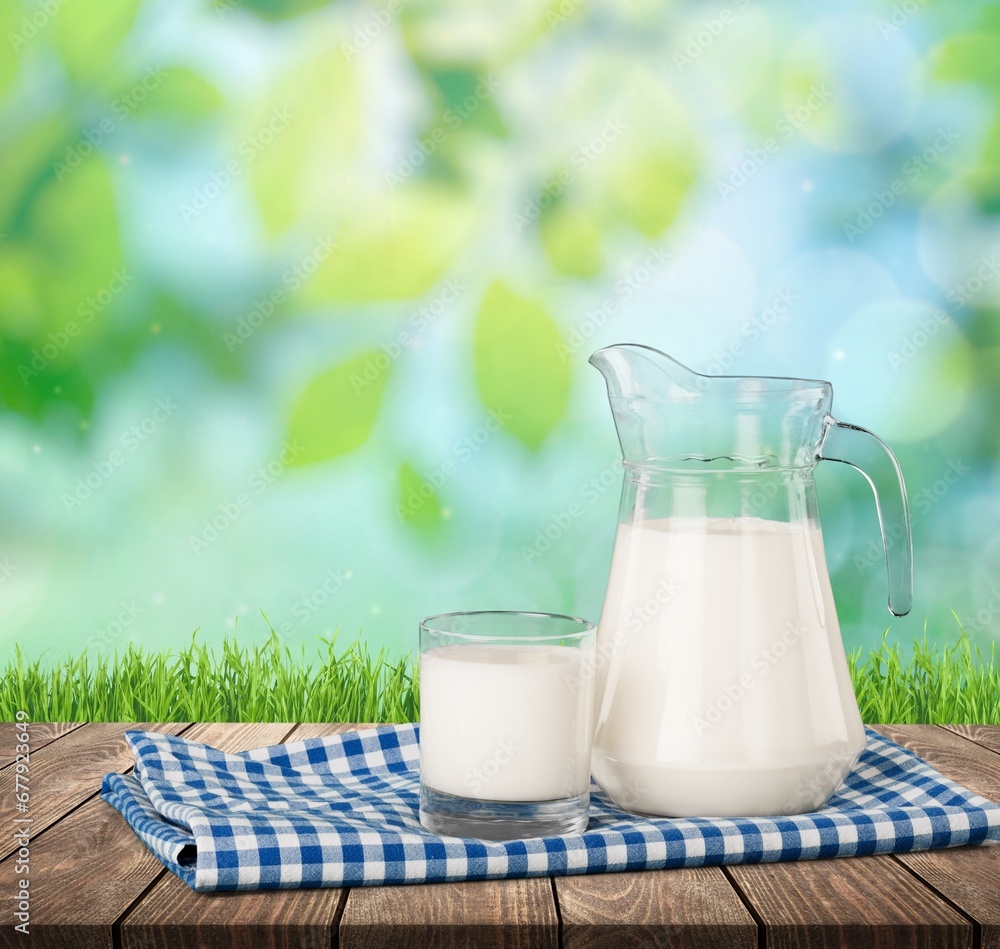 Fresh eco Dairy products on nature background Fresh eco Dairy products on nature background
