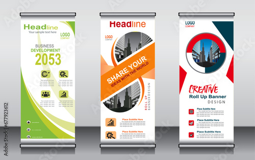 roll up banner template design,banner layout, advertisement, pull up, polygon background