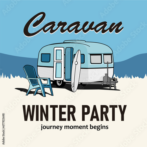 caravan truck classic logo design vector	
