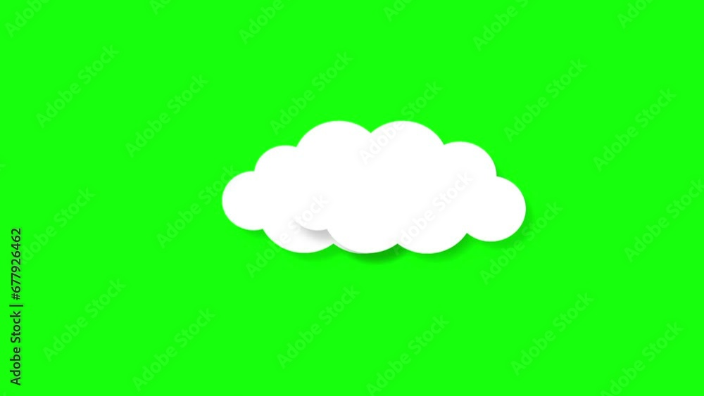 Moving cloud animation on a green background Moving cloud animation on a green background