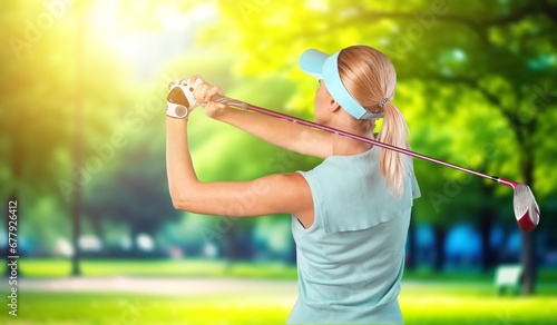 Professional golfer in sport wear at course