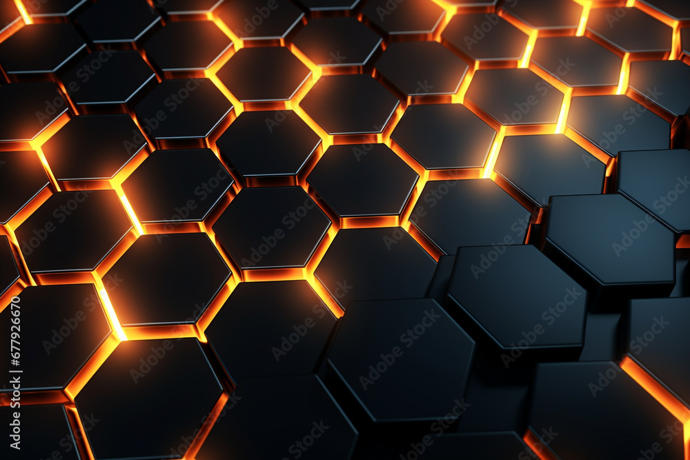 hexagonal abstract technology background. 3D Illustration
