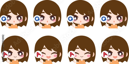 Q &A　女性イラストセット