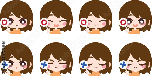 マルとバツ　女性イラストセット