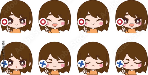 マルとバツ　女性イラストセット
