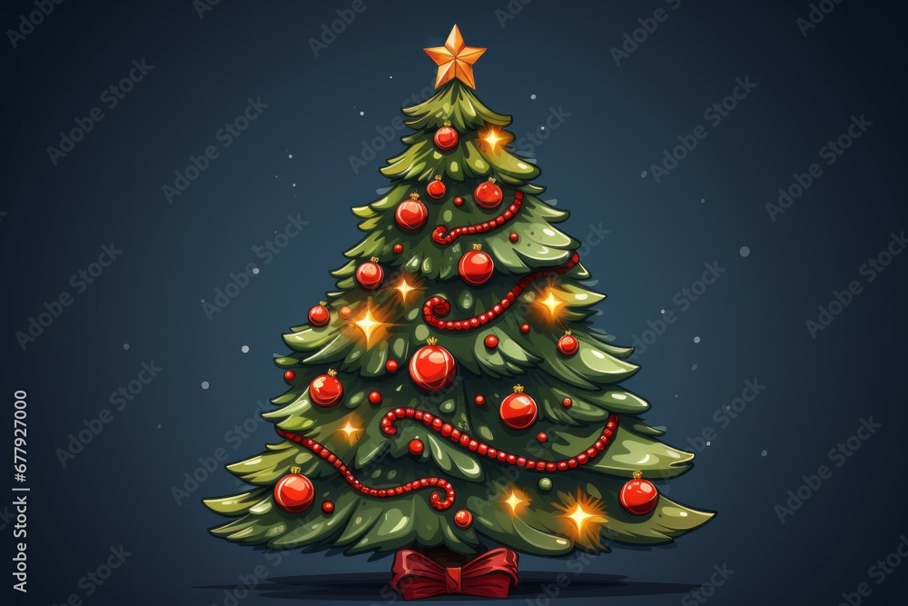 Abstract drawing of a Christmas tree. Merry Christmas and Happy New Year concept. Background with copy space