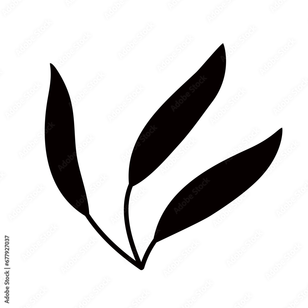 Black Leaf Symbol Vector Illustration 