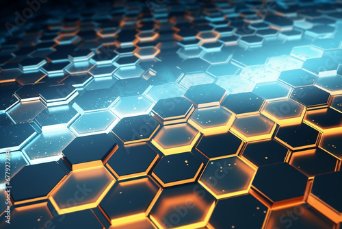 hexagonal abstract technology background. 3D Illustration