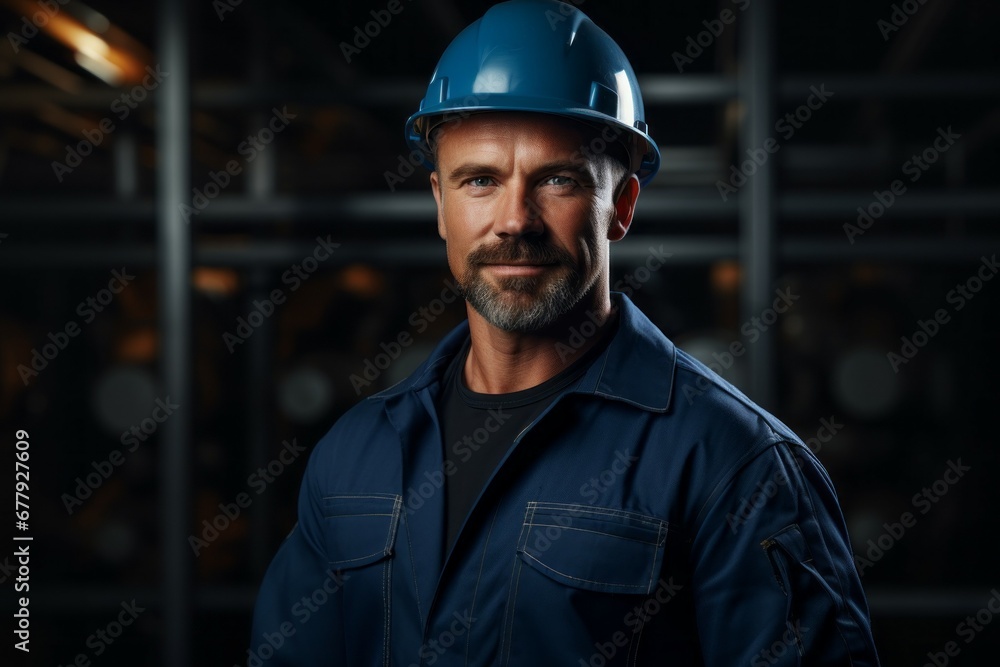 Professional electrical engineer. Portrait with selective focus and copy space Professional electrical engineer. Portrait with selective focus and copy space