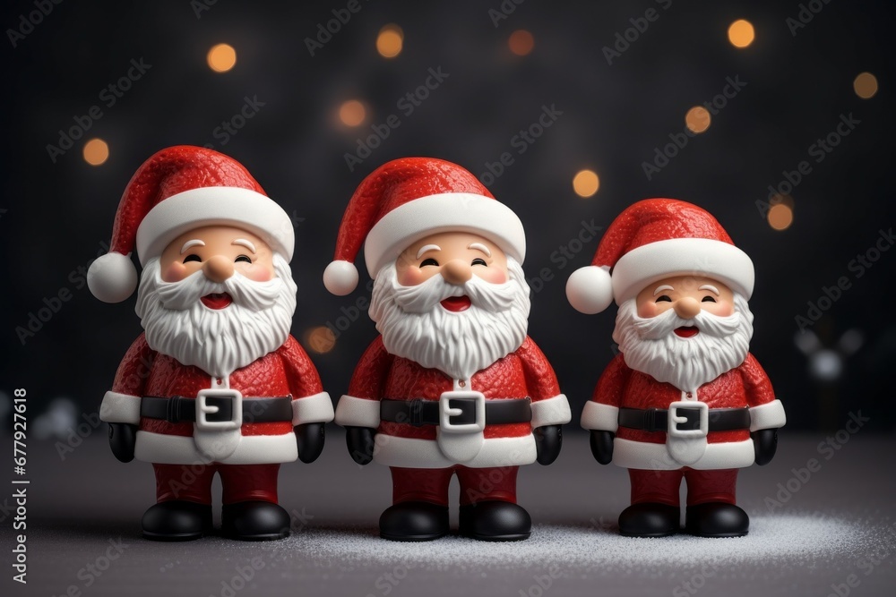 Santa Claus figurines. Portrait with selective focus and copy space Santa Claus figurines. Portrait with selective focus and copy space