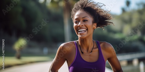 African American beauty in running outfit, generative AI