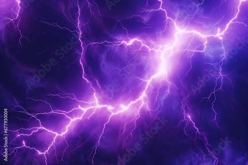 Bright neon purple plasma lightning, abstract energy and electricity background © Robin
