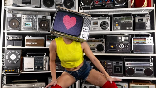 woman dancer with television head photo