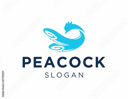 Logo about Peacock created using the CorelDraw application. on a white background.