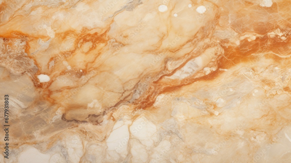 Beige Marble with Orange Glass Horizontal Background. Abstract stone texture backdrop. Bright natural material Surface. AI Generated Photorealistic Illustration.