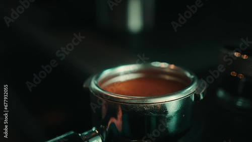 Making coffee with an espresso machine photo