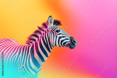 zebra with colorful background