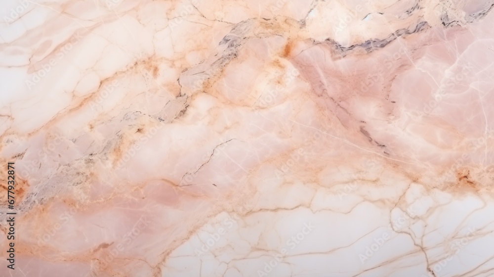 Beige Marble with Rose Gold Horizontal Background. Abstract stone texture backdrop. Bright natural material Surface. AI Generated Photorealistic Illustration.