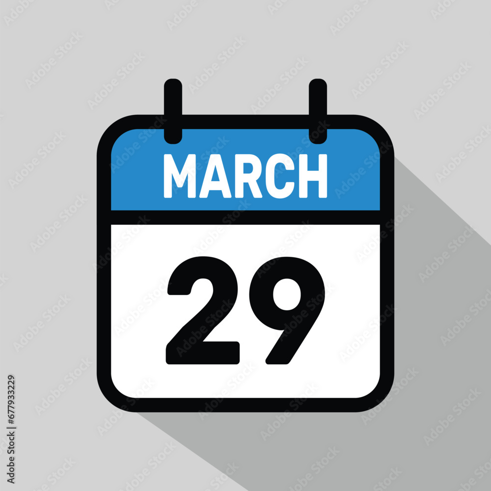 Vector Calendar March 29 illustration background design. Vector Calendar March 29 illustration background design.