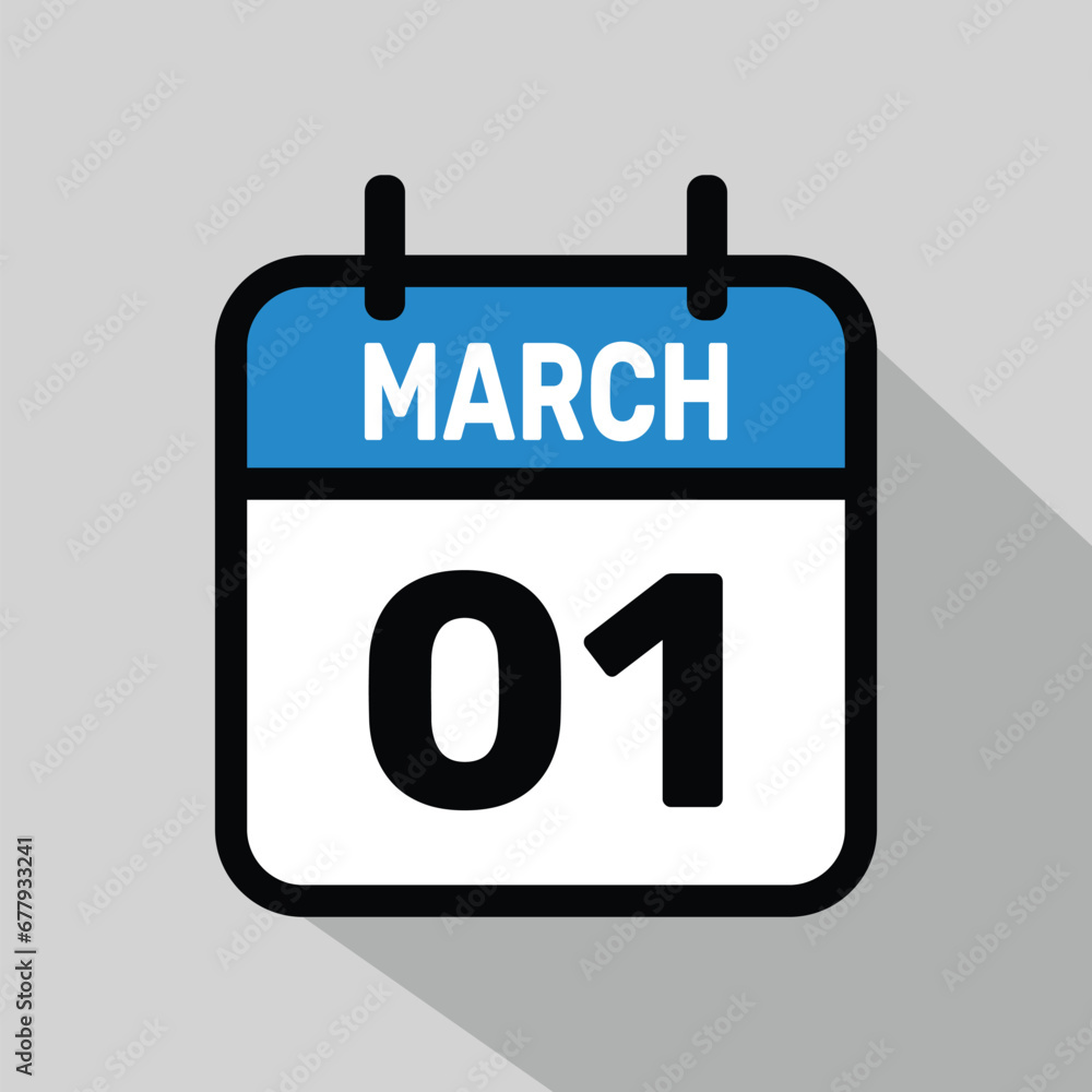 Vector Calendar March 01 illustration background design. Vector Calendar March 01 illustration background design.