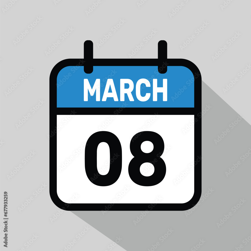 Vector Calendar March 08 illustration background design. Vector Calendar March 08 illustration background design.