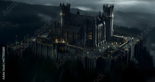 an image of an animated castle in the night