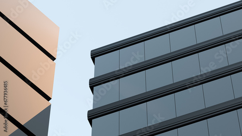 Fototapeta Naklejka Na Ścianę i Meble -  Business center, modern office building, house architecture. City style buildings, banner. 3D render